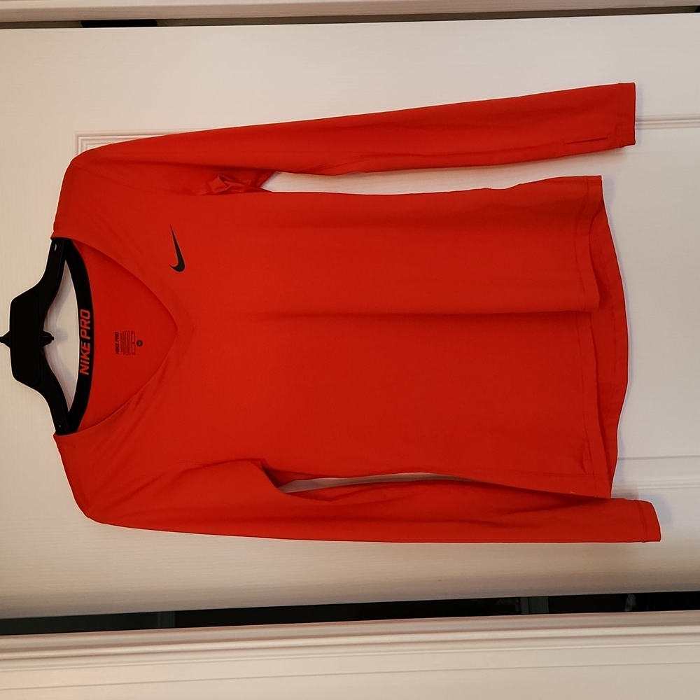 Nike Pro Long Sleeve Orange Black Sports Top